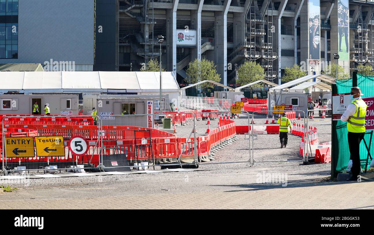 Londres, Royaume-Uni. 21 avril 2020 Stade de Twickenham, domicile de l'Angleterre Rugby utilisé comme station d'essai de coronavirus. Andrew Fosker / Alay Live News Banque D'Images