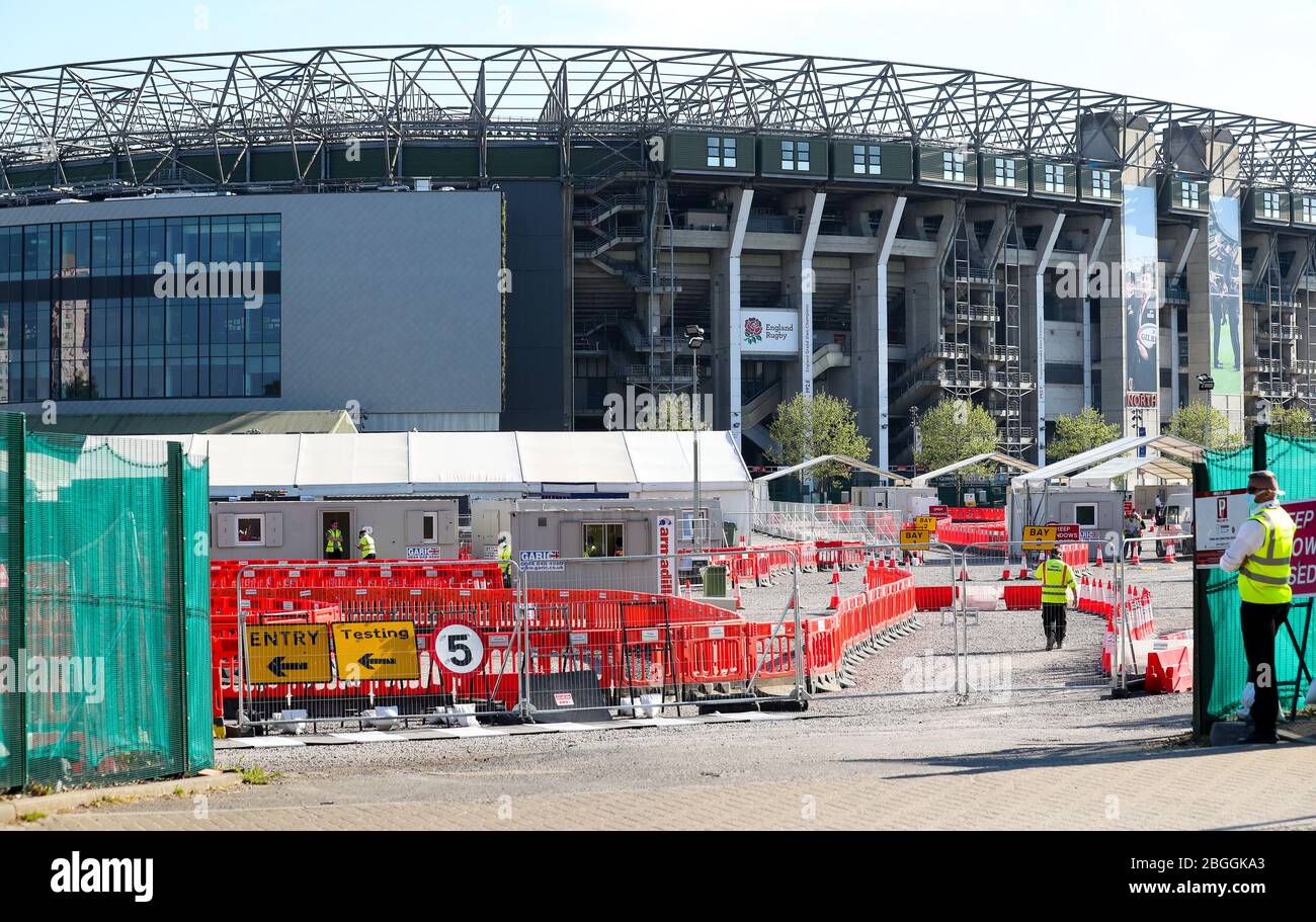 Londres, Royaume-Uni. 21 avril 2020 Stade de Twickenham, domicile de l'Angleterre Rugby utilisé comme station d'essai de coronavirus. Andrew Fosker / Alay Live News Banque D'Images
