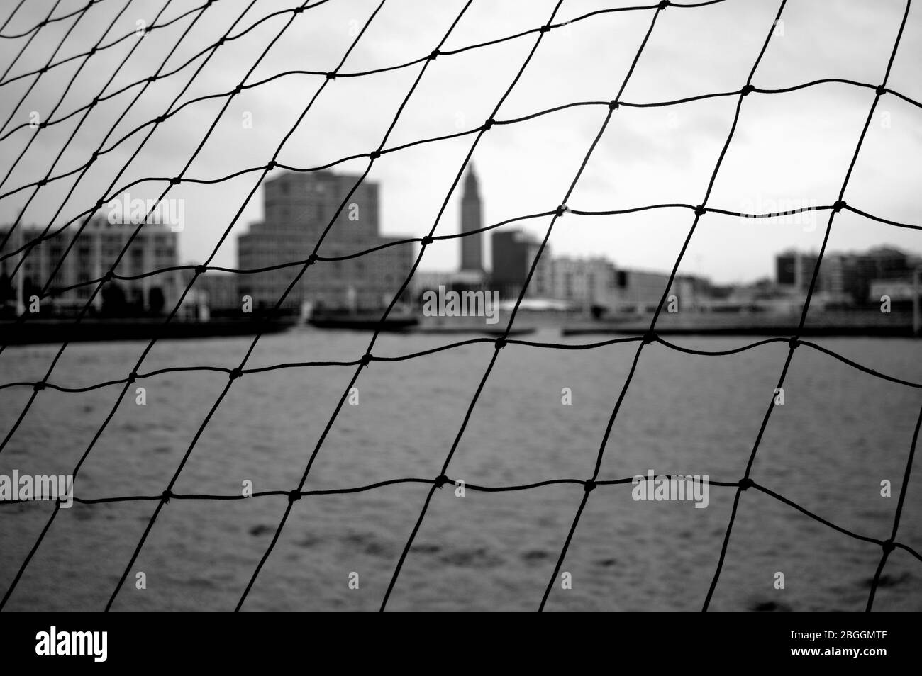 Silhouette d'un filet de volley Banque D'Images