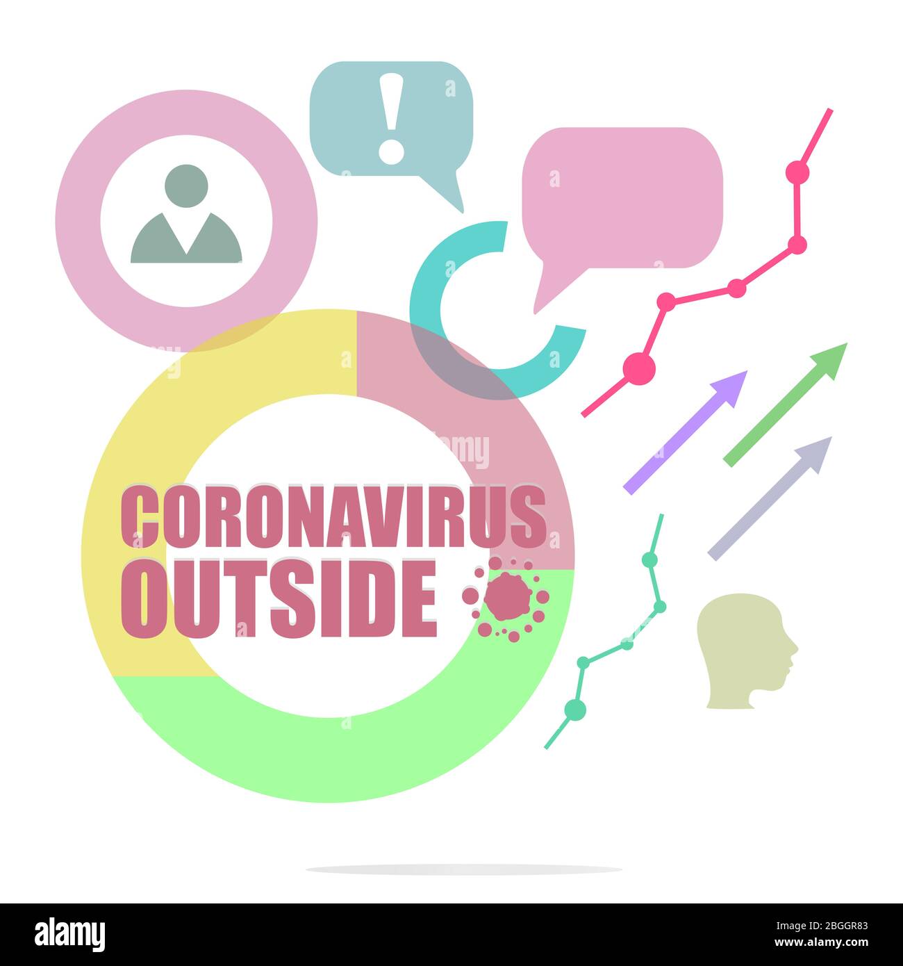 Covid-19 Coronavirus à l'extérieur. Concept médical pandémique. Signe attention coronavirus. Arrêter le virus corona Banque D'Images