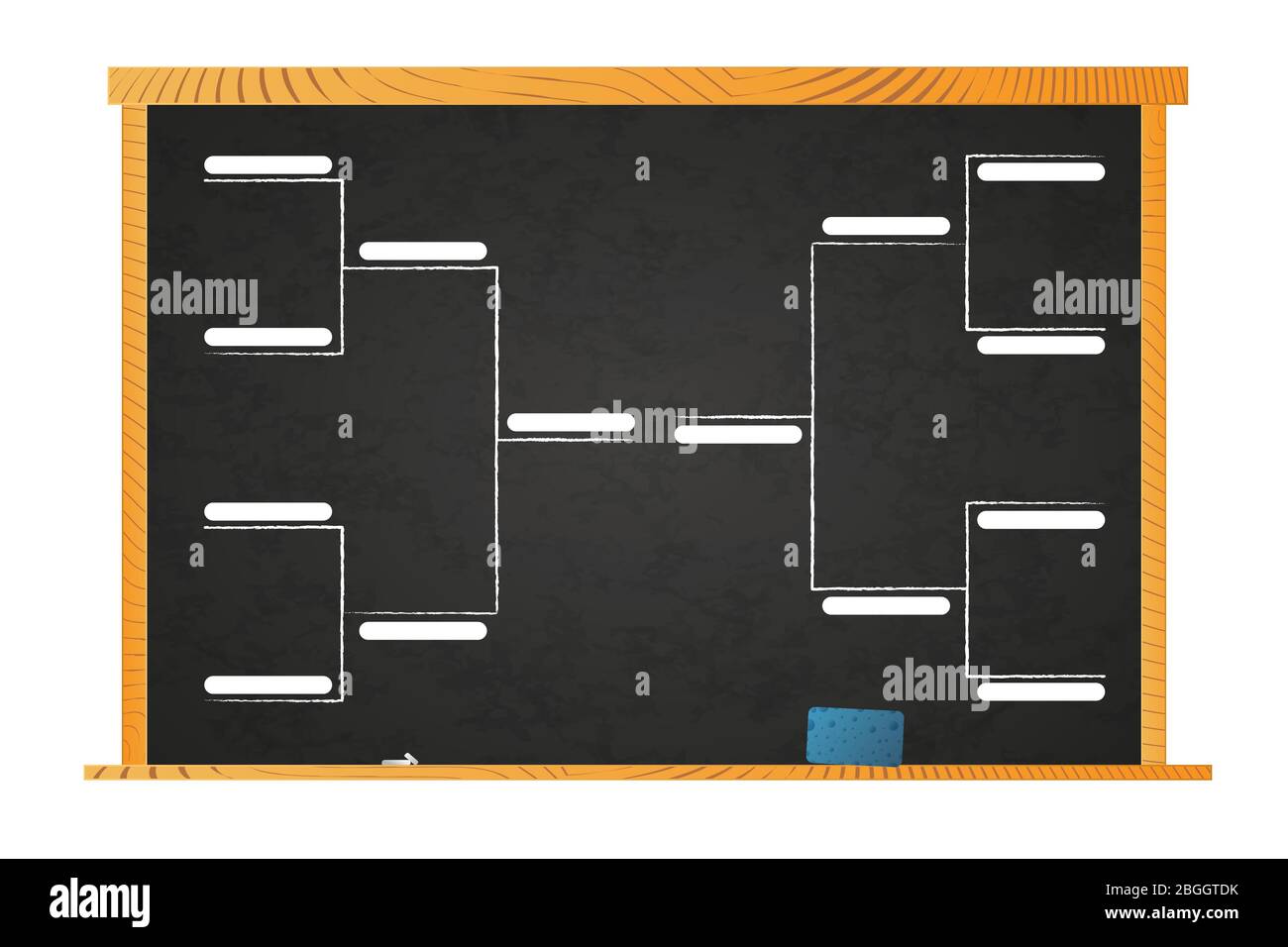Modèle de support de tournoi sportif pour 8 équipes sur tableau noir  scolaire dans cadre en bois avec craie et éponge sur la tablette blanc  Image Vectorielle Stock - Alamy