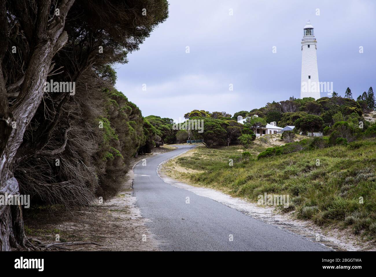 Route vers le phare de Wadjemup (connu sous le nom de Rottnest Island Light Station), Australie occidentale Banque D'Images