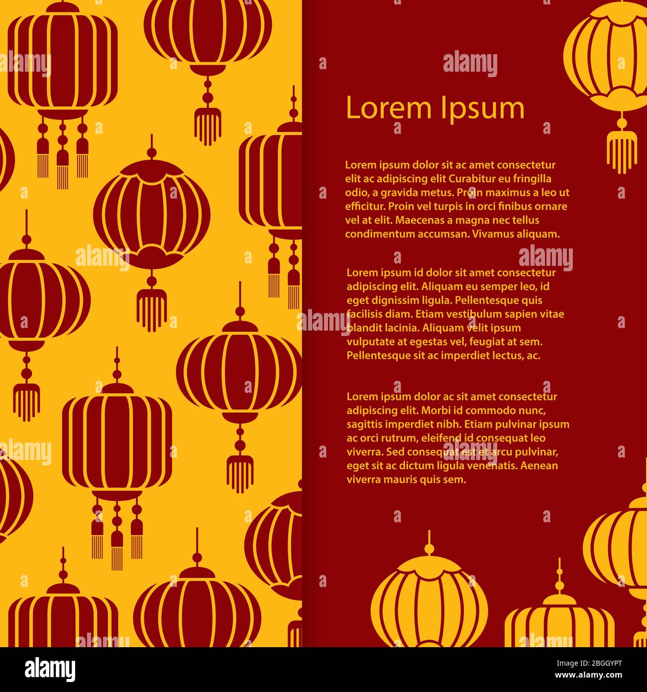 Motif bannière et affiche asiatiques. Illustration de fond de lampes vectorielles chinoises et japonaises Illustration de Vecteur