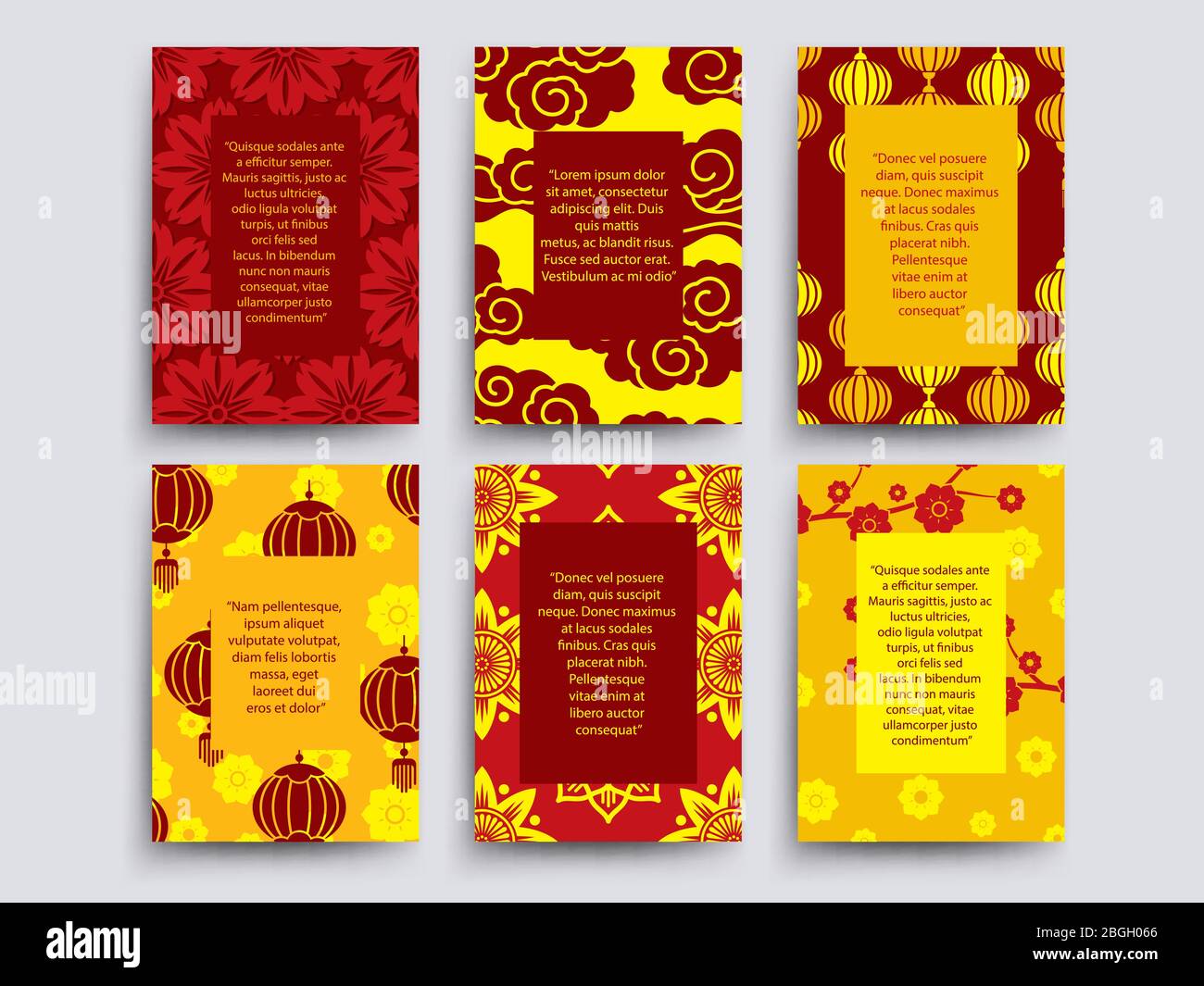 Collection de cartes de style asiatique. Motif bannières chinoises, japonaises et coréennes. Illustration vectorielle Illustration de Vecteur