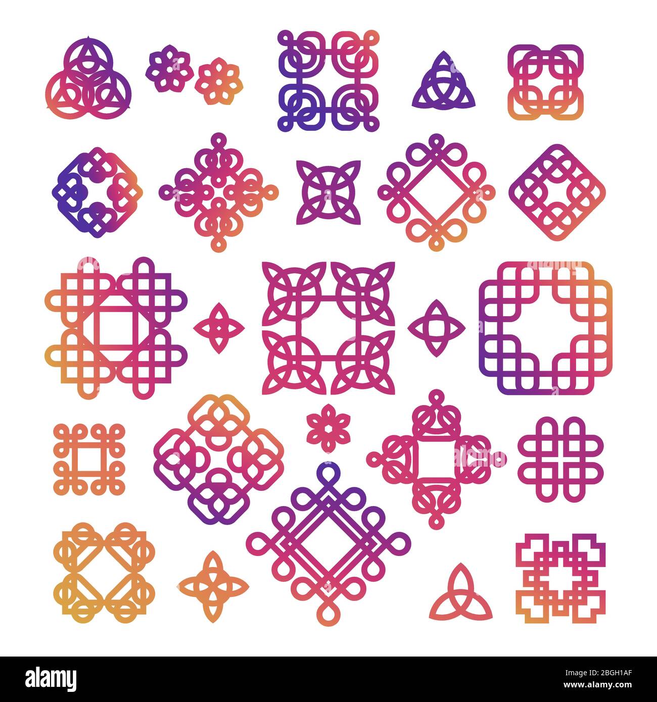 Noeuds celtiques lumineux de set isolés sur fond blanc. Illustration vectorielle Illustration de Vecteur