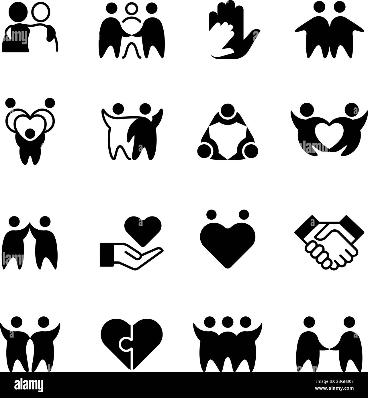 Amis, amis, amis, icônes de ligne de ligne de hug. Des symboles d