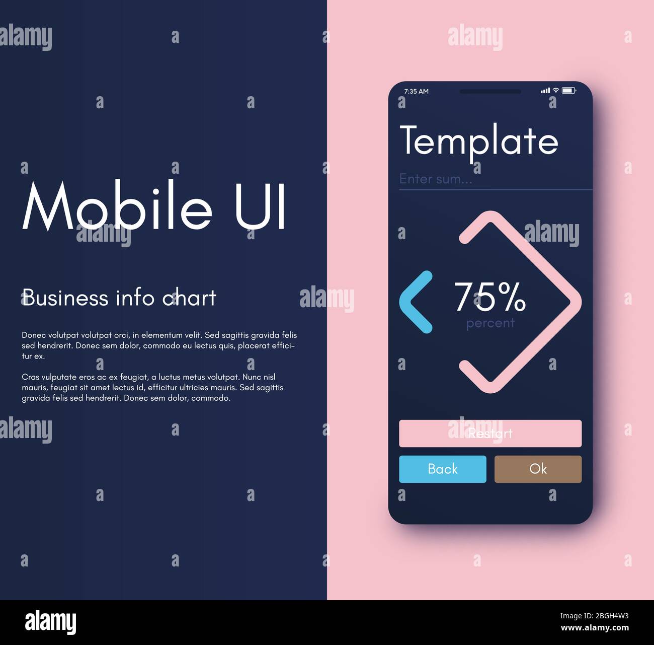 Interface infographie des applications mobiles. Conception de l'interface utilisateur, illustration vectorielle. Infographies pour les applications Web et mobiles Illustration de Vecteur