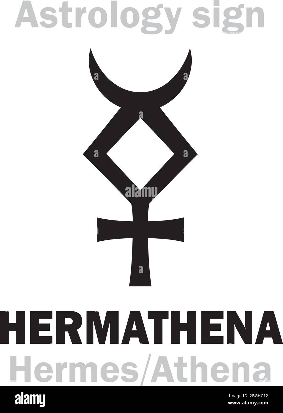 Astrologie Alphabet: HERMATHENA (Hermes+Athena), local ancien sacré de la double divinité de l'éloquence, de l'artisanat, des sciences. Symbole du doublement de la sagesse. Illustration de Vecteur