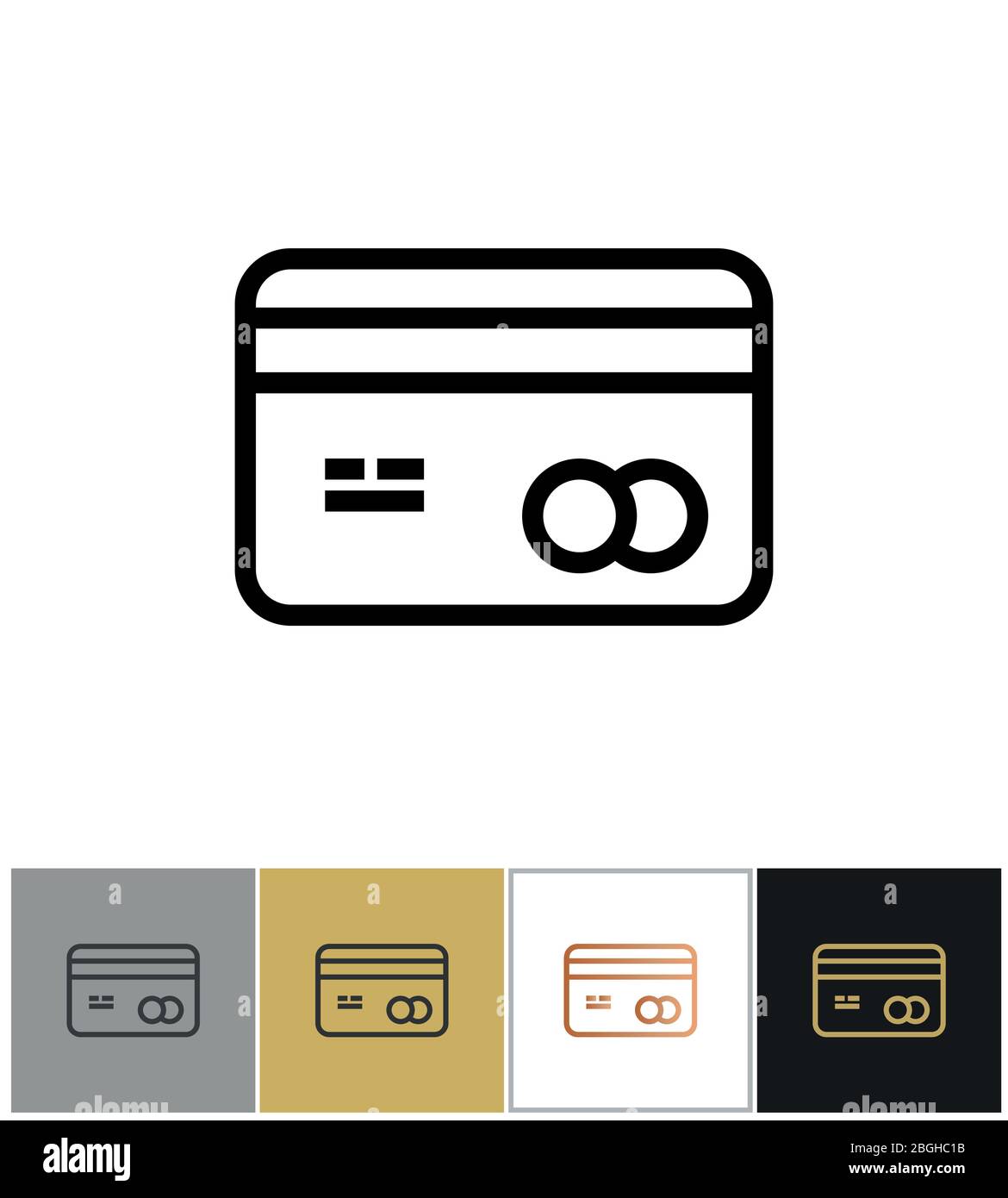 Icône de carte de crédit, carte de crédit bancaire d'achat signe sur fond blanc et noir. Illustration vectorielle Illustration de Vecteur