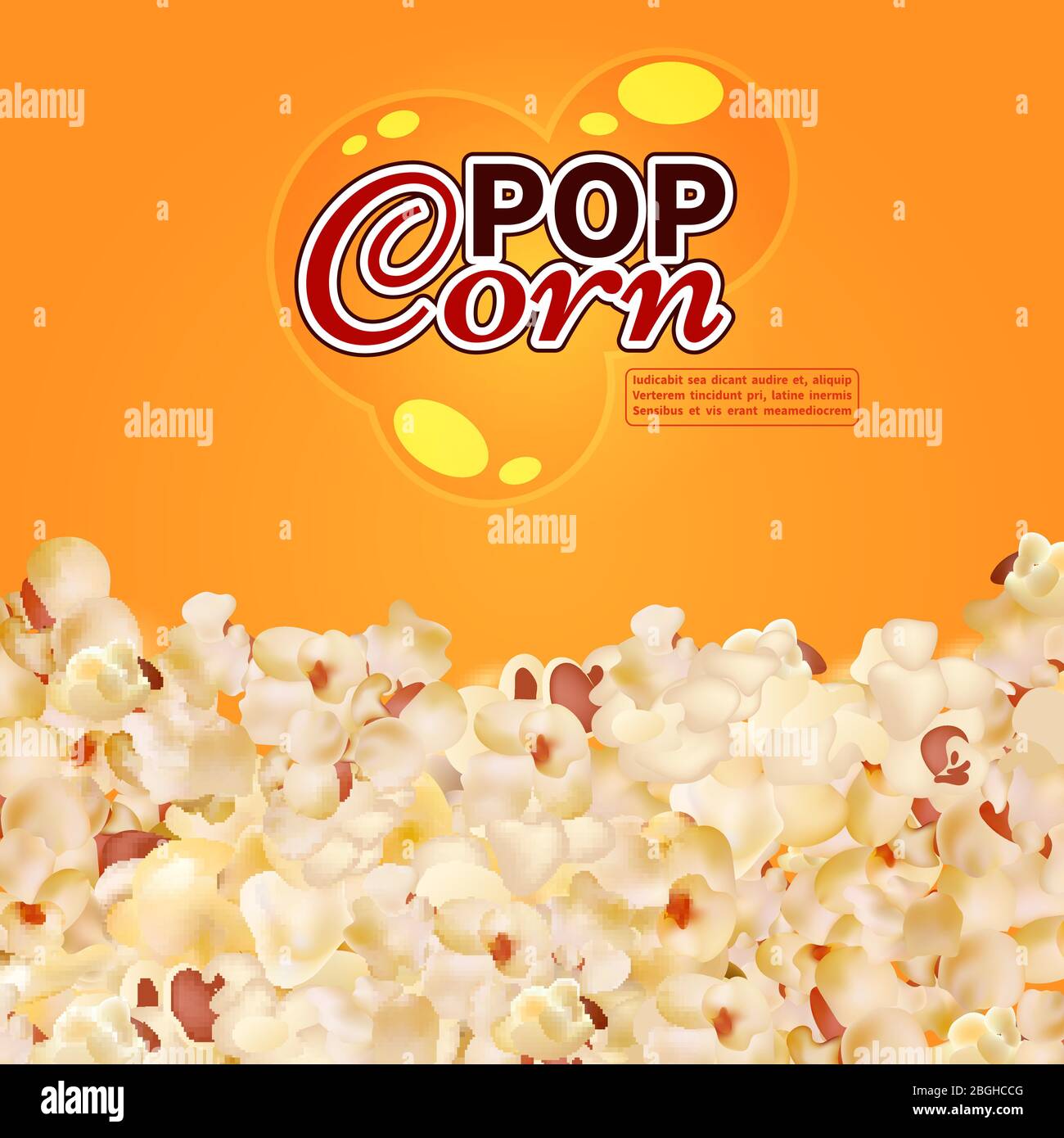 Fond vectoriel réaliste du pop-corn. Cinéma, modèle de bannière Fast food. Affiche pop corn pour l'illustration du film Illustration de Vecteur