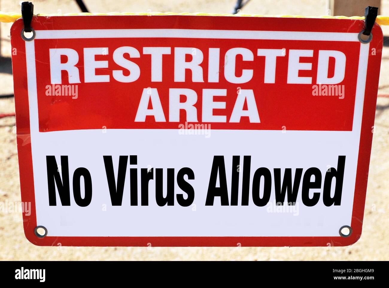 Zone restreinte pas de signe de virus autorisé. Banque D'Images