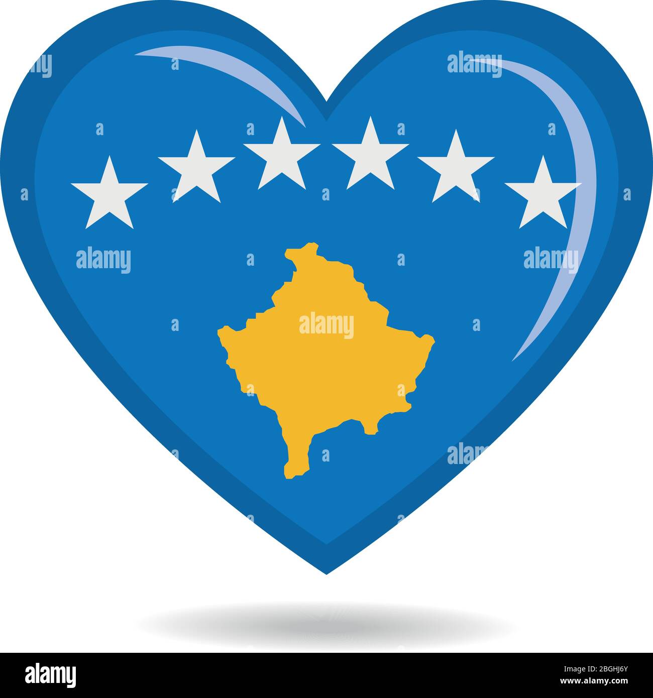 Drapeau national du Kosovo dans l'illustration vectorielle de forme cardiaque Illustration de Vecteur