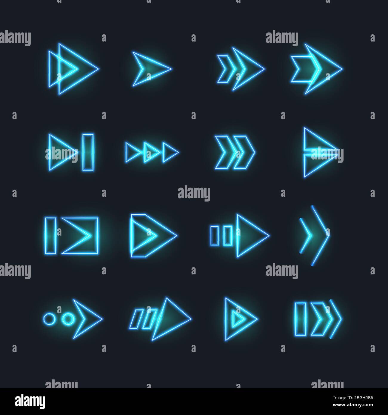 Flèches directionnelles au néon. Pointeurs, flèche d'orientation avec effet de luminosité. Éléments vectoriels futuristes de l'interface hud. Illustration représentant une flèche rétro lumineuse et colorée pour l'électricité Illustration de Vecteur
