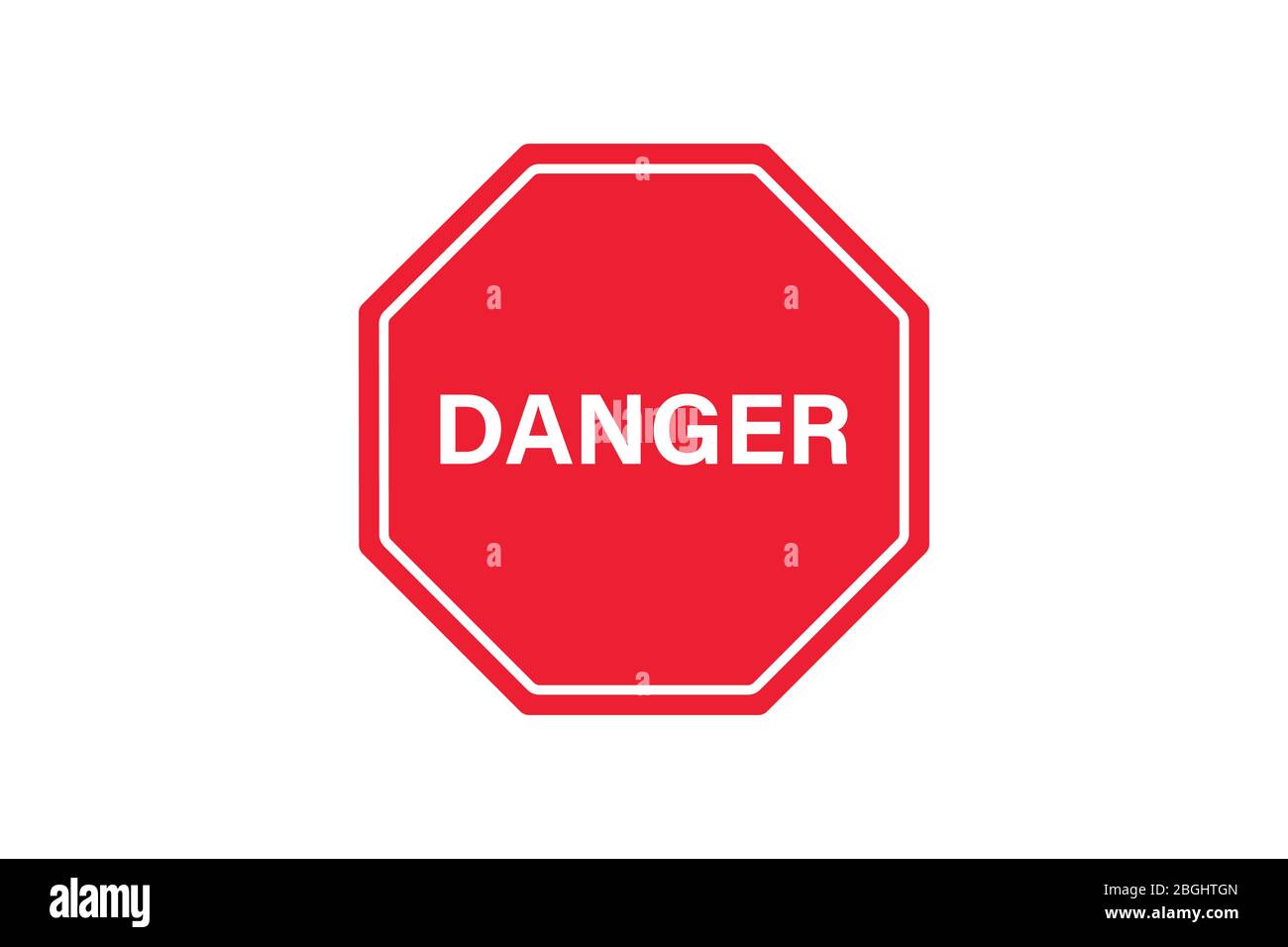 Symbole jaune plat d'avertissement de danger. Icône d'avertissement et signe de danger isolé sur fond blanc pour une utilisation sur la conception Web, la typographie, l'interface utilisateur, l'application, sur le roa Illustration de Vecteur