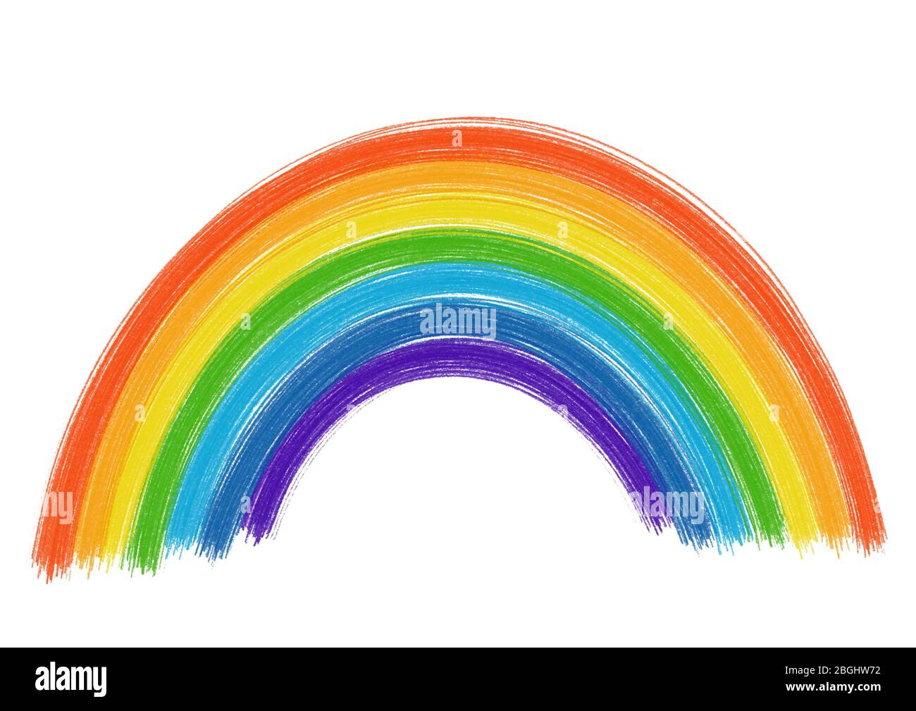 Illustration d'un arc-en-ciel simple isolé sur un fond blanc, dessin simple. Dessin enfants. Banque D'Images