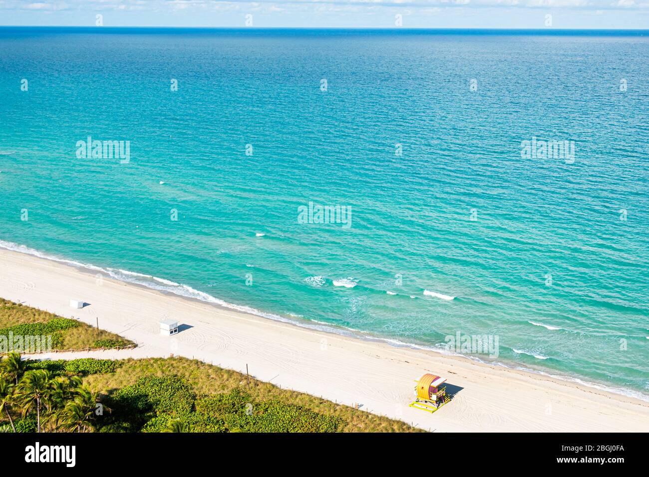 Miami Beach Florida,North Beach,coronavirus Covid-19 pandémie de crise,Atlantique océan eau, maire fermé vide déserte plages publiques vacantes sable rivage Banque D'Images