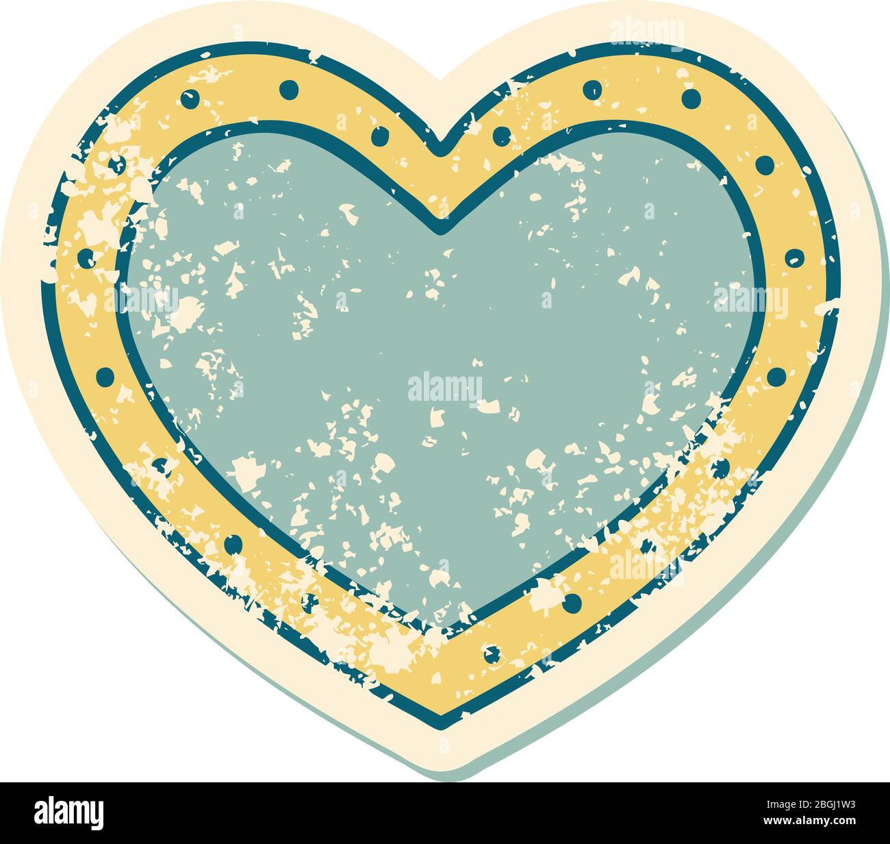 image emblématique de style tatouage à étiquette vieillée d'un coeur Illustration de Vecteur