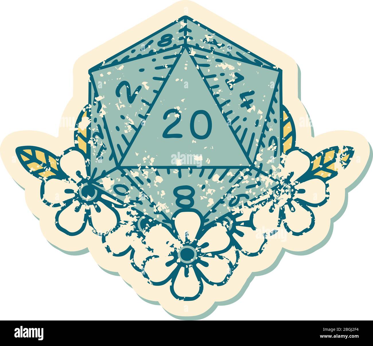 image emblématique de style tatouage à étiquette vieillée d'un modèle de 20 Illustration de Vecteur