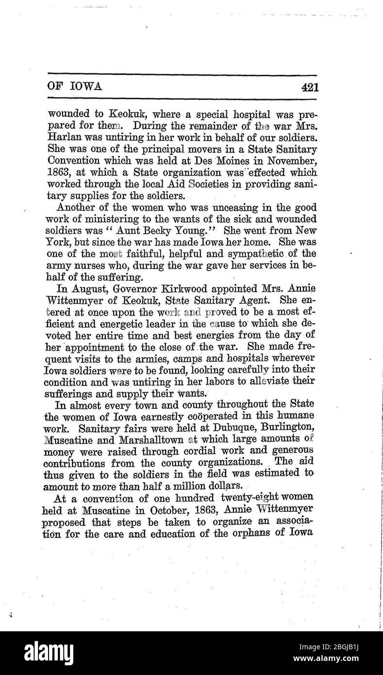 Histoire de l'Iowa du plus tôt au début du vingtième siècle, volume 2, page 421. Banque D'Images