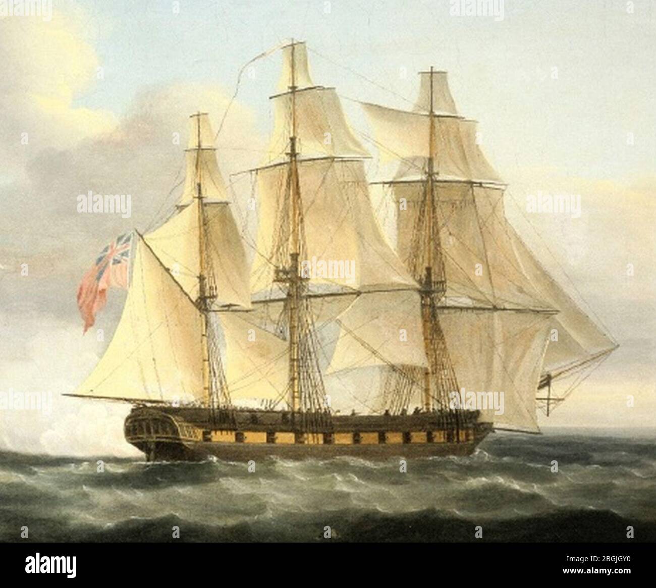 HMS Aigle (navire 1801) - la capture de la frégate française le Serene par la frégate anglaise Boreas (Aigle) par Thomas Whitcombe (court). Banque D'Images