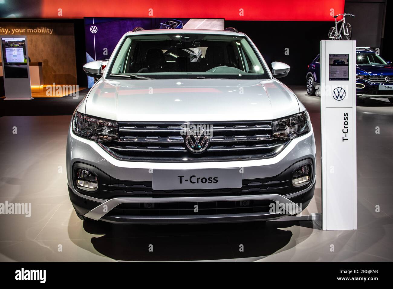 Bruxelles, Belgique, 09 janvier 2020 : Volkswagen VW T-Cross au salon de l'automobile de Bruxelles, plateforme MCB, SUV compact produit par le groupe Volkswagen Banque D'Images