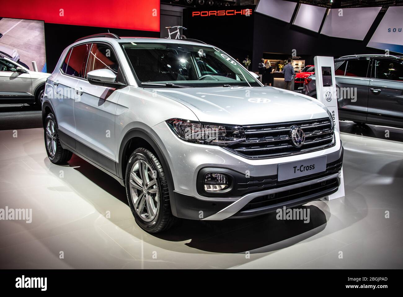 Bruxelles, Belgique, 09 janvier 2020 : Volkswagen VW T-Cross au salon de l'automobile de Bruxelles, plateforme MCB, SUV compact produit par le groupe Volkswagen Banque D'Images