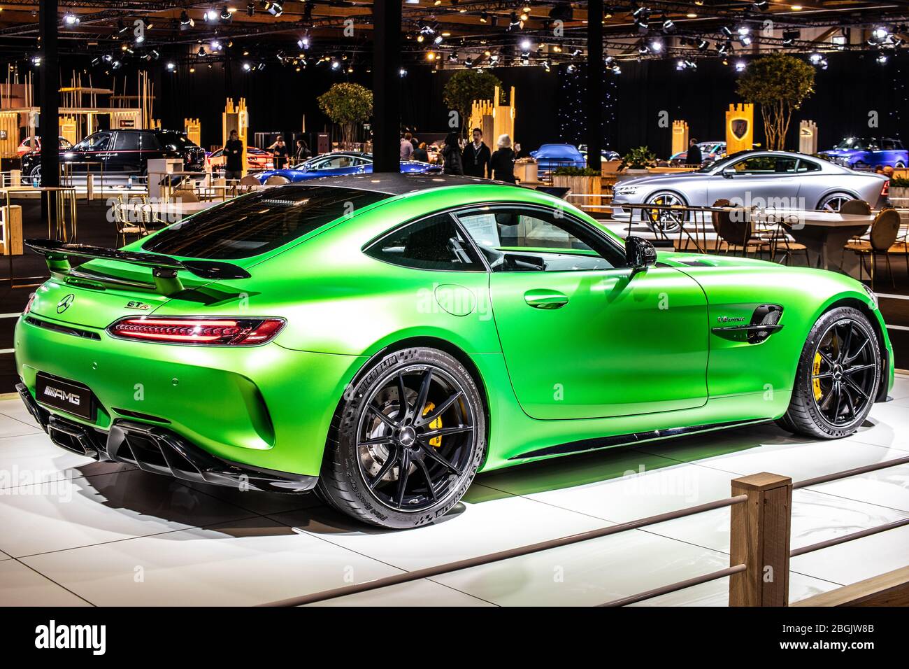 Bruxelles, Belgique, Jan 2020 Mercedes AMG GT R Roadster version 8 bi-turbo avec moteur M178, salon de l'automobile de Bruxelles, R190, voiture Mercedes Benz haute performance Banque D'Images