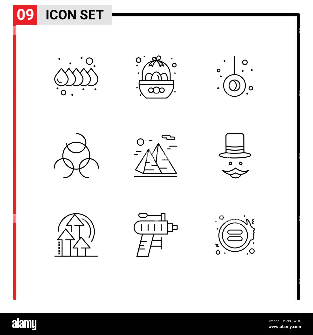 Stock Vector Icon Pack de 9 signes et symboles de ligne pour les voyages, la nature, le mouvement, la randonnée, le signe de biologie éléments de conception vectoriel éditable Illustration de Vecteur