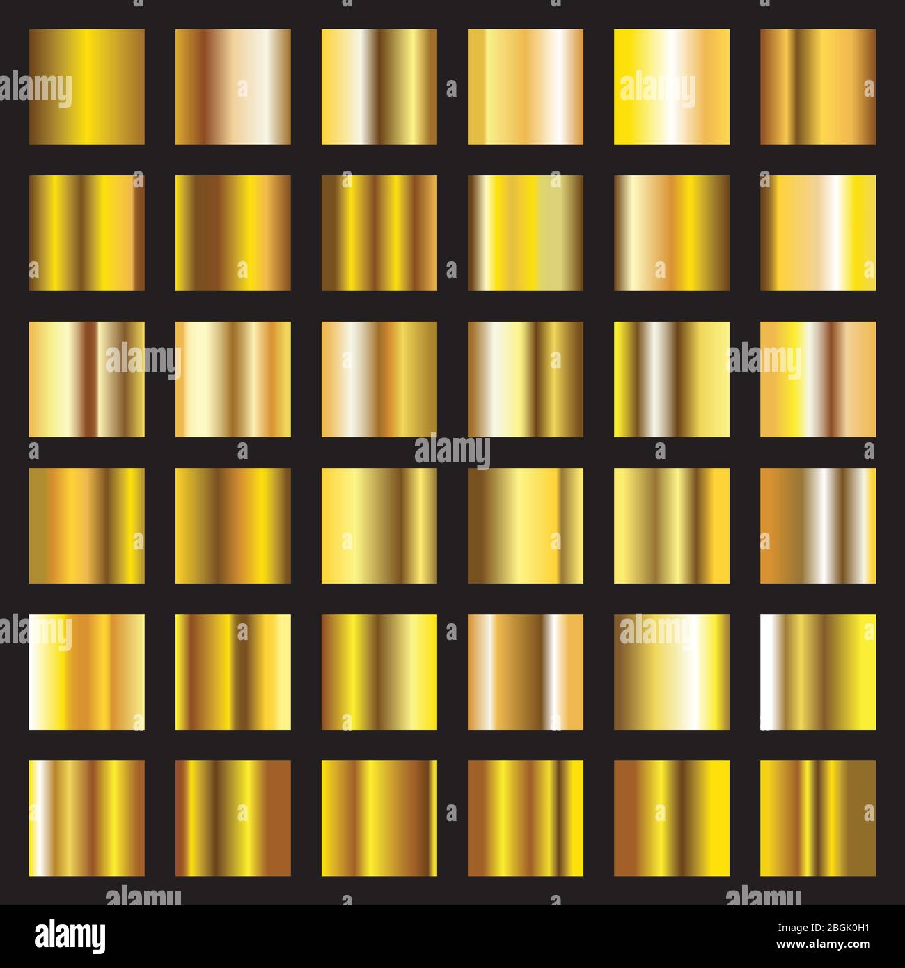 Gradient d'or. Collection de carrés en métal doré. Illustration lisse en métal brillant doré et doré Illustration de Vecteur