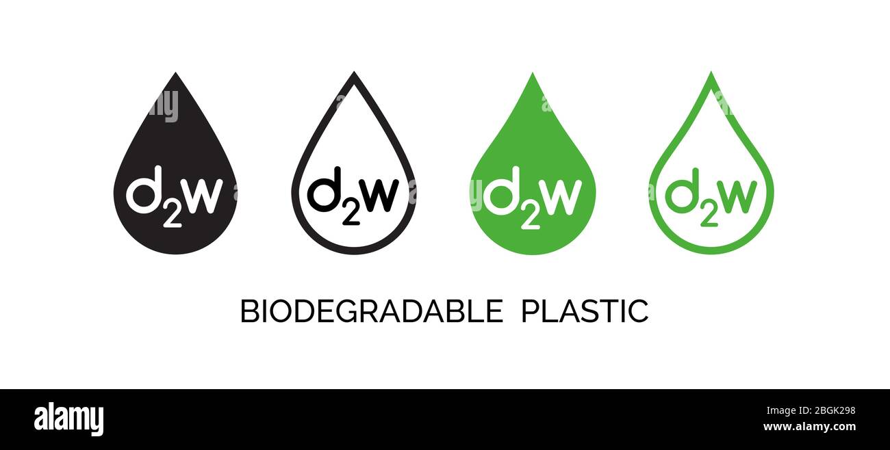 Ensemble vectoriel d'icônes en plastique biodégradable. Panneaux différents de 2 W Illustration de Vecteur