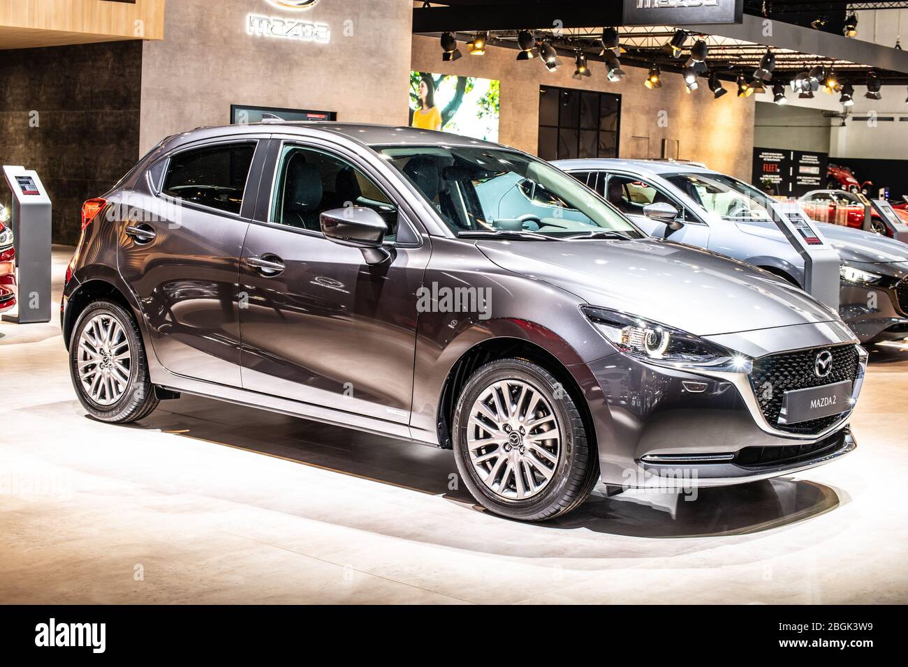 Bruxelles, Belgique, Jan 2020 Mazda 2 Hakone, Brussels Motor Show, quatrième génération, DJ, Demio, Hatchback, fabriqué par Mazda Banque D'Images