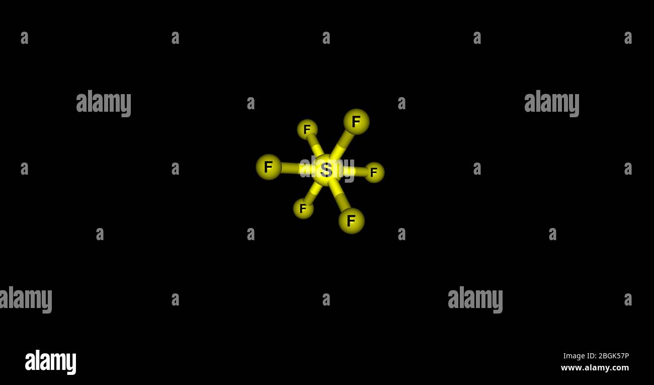 L'hexafluorure de soufre est un gaz à effet de serre inorganique, incolore, inodore, ininflammable et extrêmement puissant, qui est un excellent isolant électrique. 3 Banque D'Images