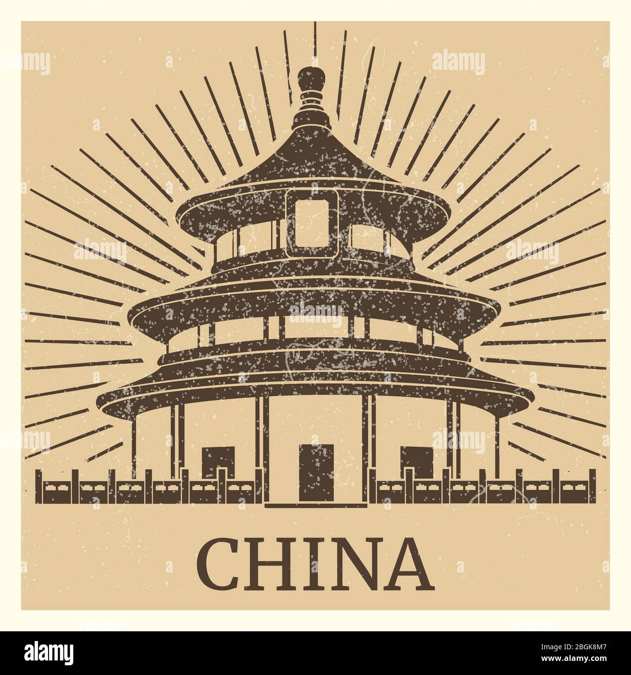Affiche et bannière de voyage asiatique avec silhouette de maison traditionnelle chinoise. Illustration vectorielle Illustration de Vecteur