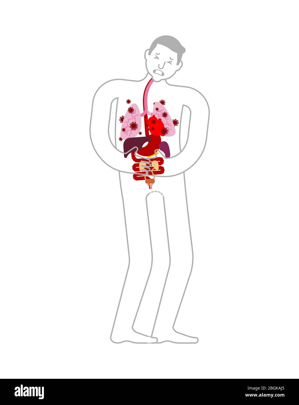 Organes internes coronavirus affectés. Virus et bactéries. Maladie humaine. Épidémie de coronavirus dans le monde. Éclosion de pandémie de Covid-19. Dis. Monde Illustration de Vecteur