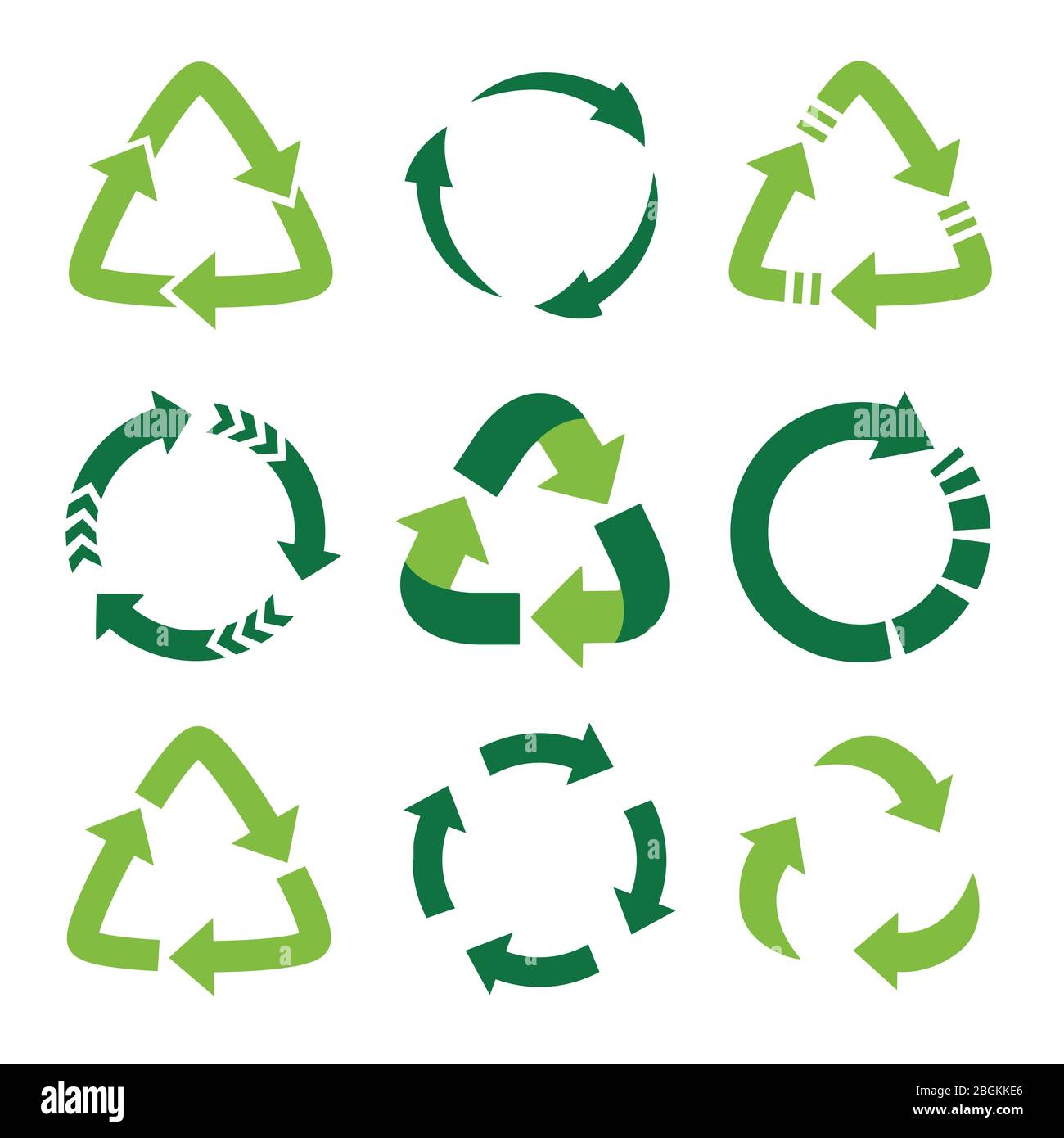 Symbole de recyclage des fonds écologiquement purs, ensemble de flèches vertes Illustration de Vecteur