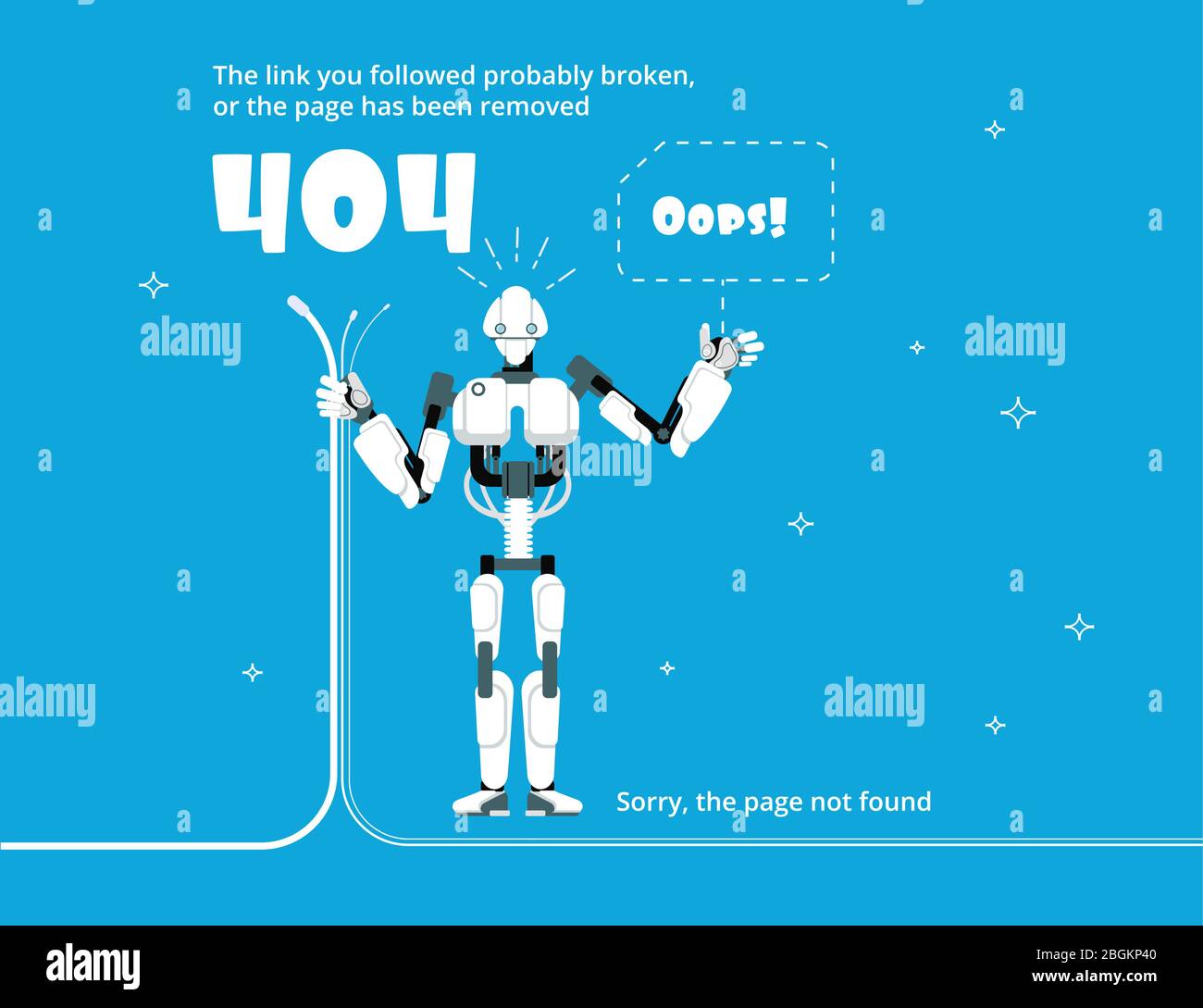 Erreur 404. Page de site Web introuvable avec message d'avertissement. Modèle vectoriel. Illustration de la page Web d'avertissement, de problème et de panne Illustration de Vecteur