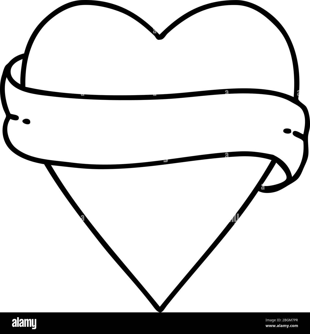 tatouage en ligne noire style coeur et bannière Illustration de Vecteur
