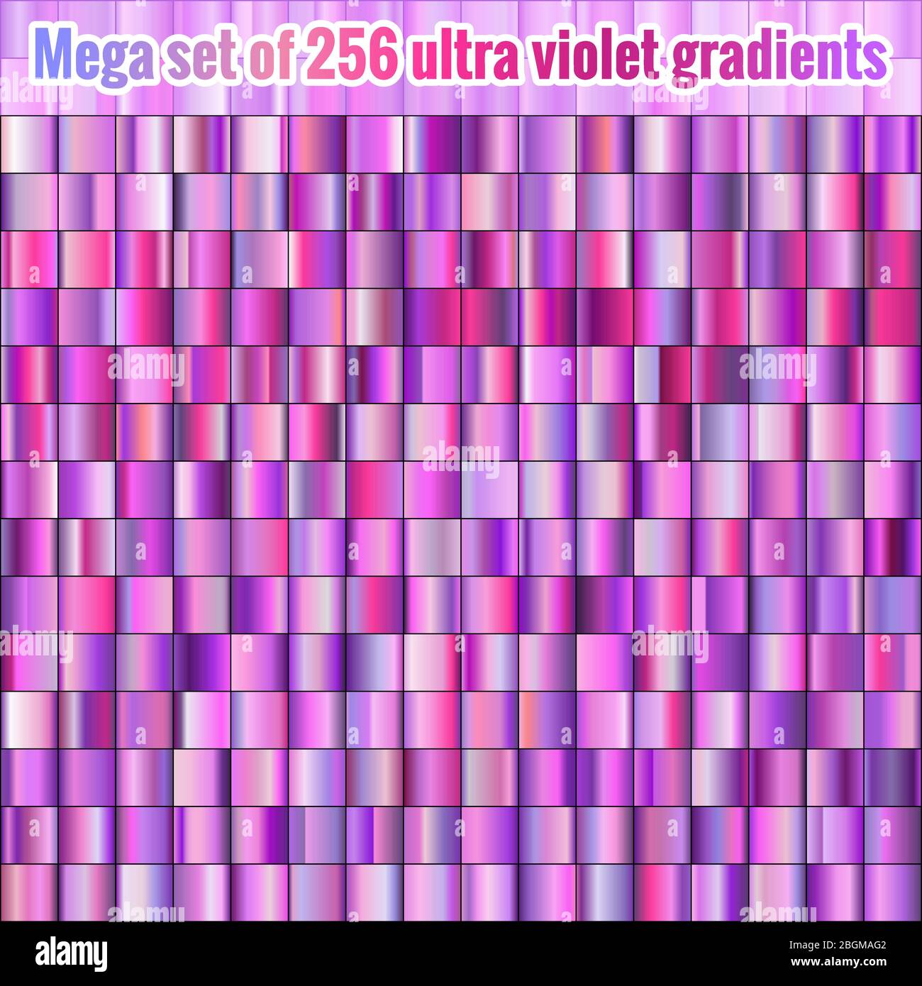 Méga jeu de 256 gradients ultra-violets et lilas. Collection d'éléments colorés tendance. SPE 10 Illustration de Vecteur