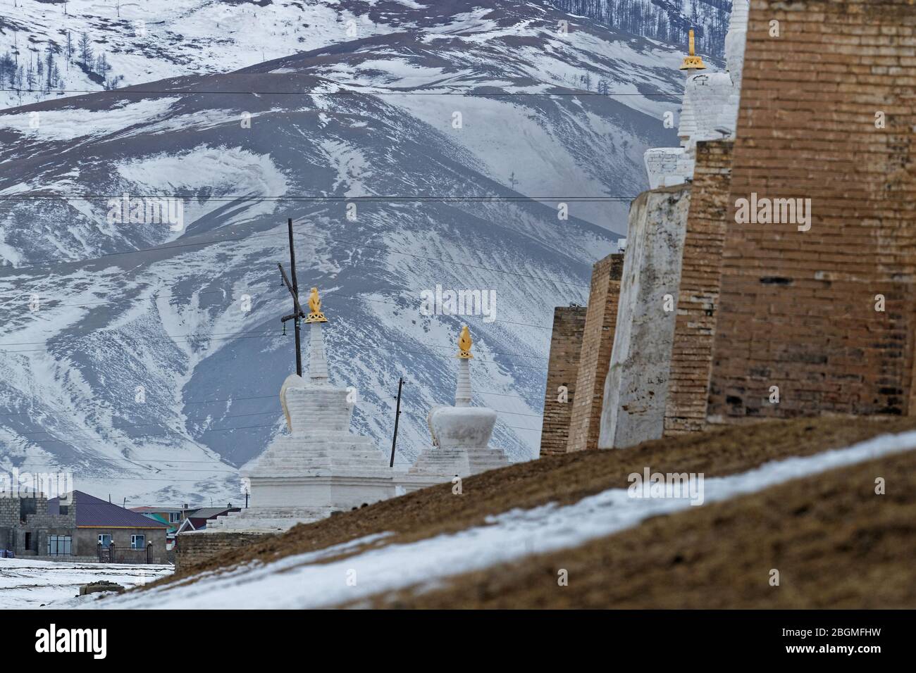 KHARKORIN, MONGOLIE, 7 mars 2020 : le monastère Erdene Zuu est le plus ancien monastère bouddhiste survivant de Mongolie. Les communistes ont ordonné le monast Banque D'Images