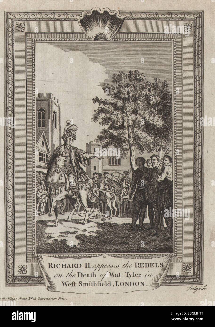 Richard II apaise les rebelles. La mort de Wat Tyler. Smithfield. Révolte des paysans 1784 Banque D'Images