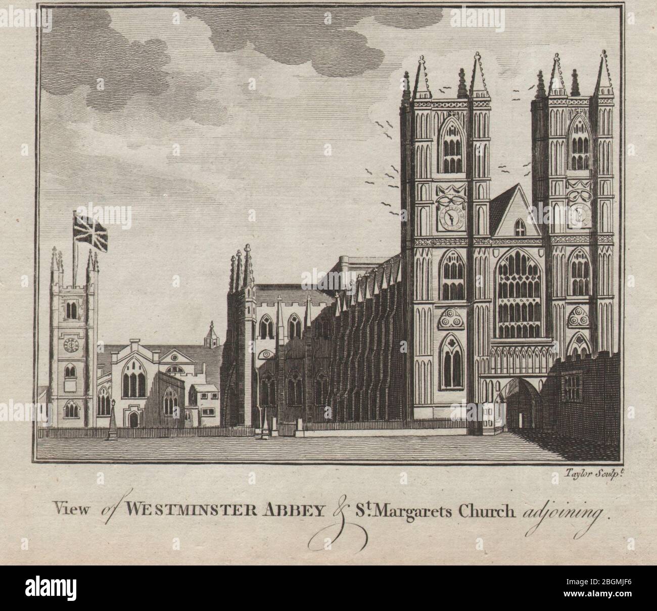 Vue sur l'abbaye de Westminster et l'église Sainte-Margaret attenante. THORNTON 1784 Banque D'Images Vue sur l'abbaye de Westminster et l'église Sainte-Margaret attenante. THORNTON 1784 Banque D'Images