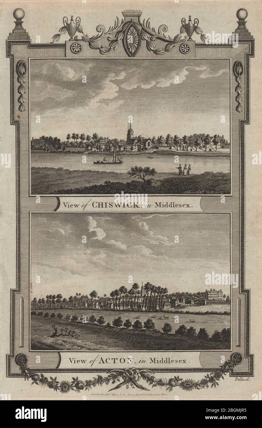 Chiswick, le centre commercial et l'église St Nicholas. Acton Central et St Mary's THORNTON 1784 Banque D'Images