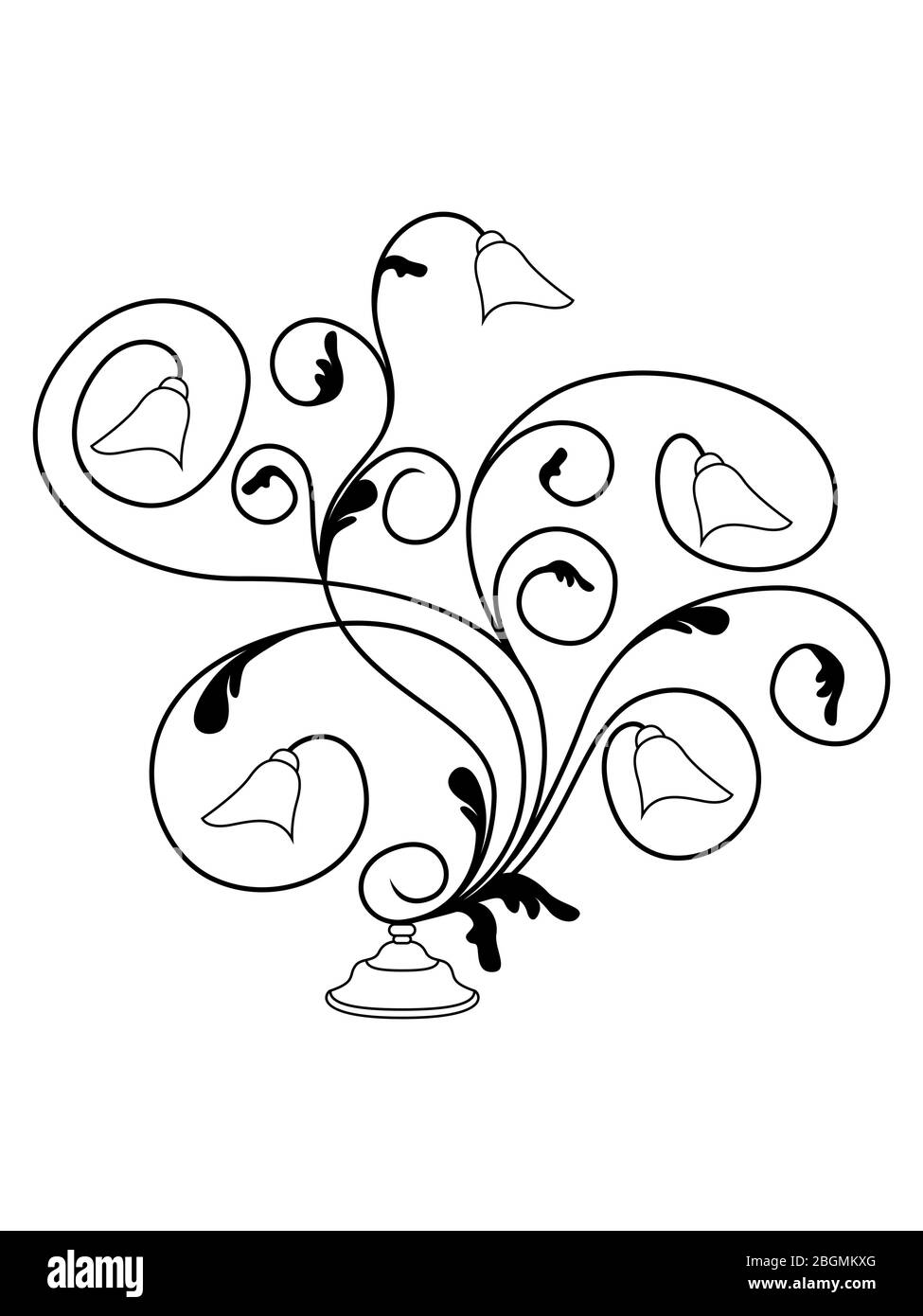 Contour noir de la lampe de table décorative au design exquis, illustration isolée sur fond blanc, logo vectoriel Illustration de Vecteur