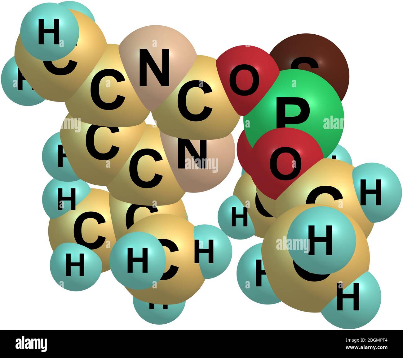 Le diazinon est un liquide brun incolore à brun foncé, est un ester d'acide thiophosphorique développé en 1952. illustration ed Banque D'Images