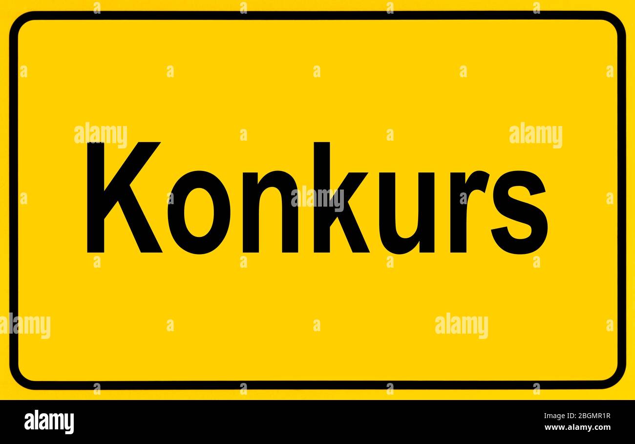 Image symbolique, signe de nom de lieu, faillite, Coronacrise, Allemagne Banque D'Images