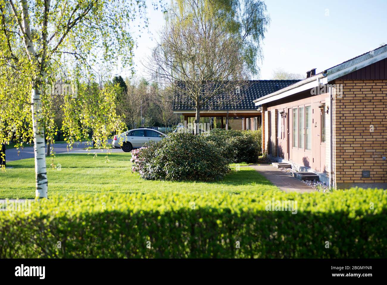 Billund, Danemark - 25 avril 2014 : petite ville confortable Billund. Maisons autour de legoland à Billund Banque D'Images