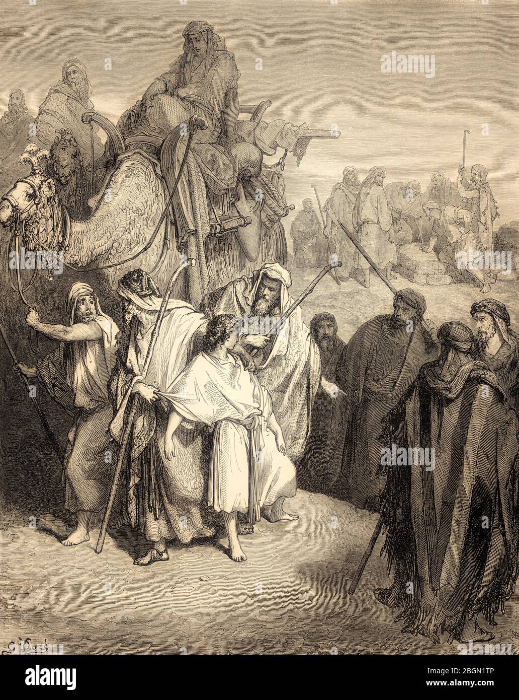 Joseph est vendu par ses frères, boisés par Gustave Doré Banque D'Images