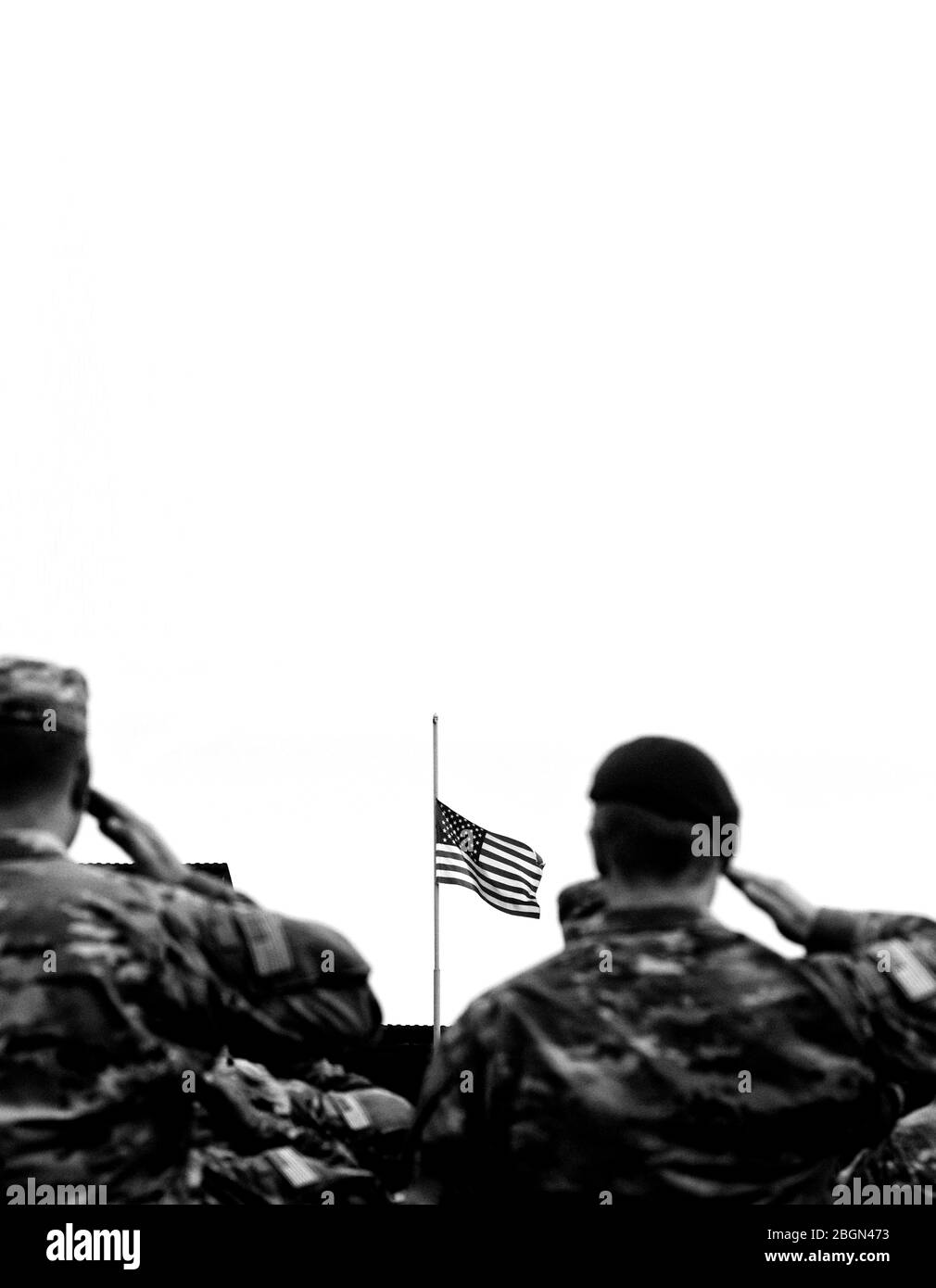 Jour commémoratif. La Journée des anciens combattants. Les soldats américains se saluant. Armée AMÉRICAINE. Militaire des États-Unis. Espace vide pour le texte Banque D'Images