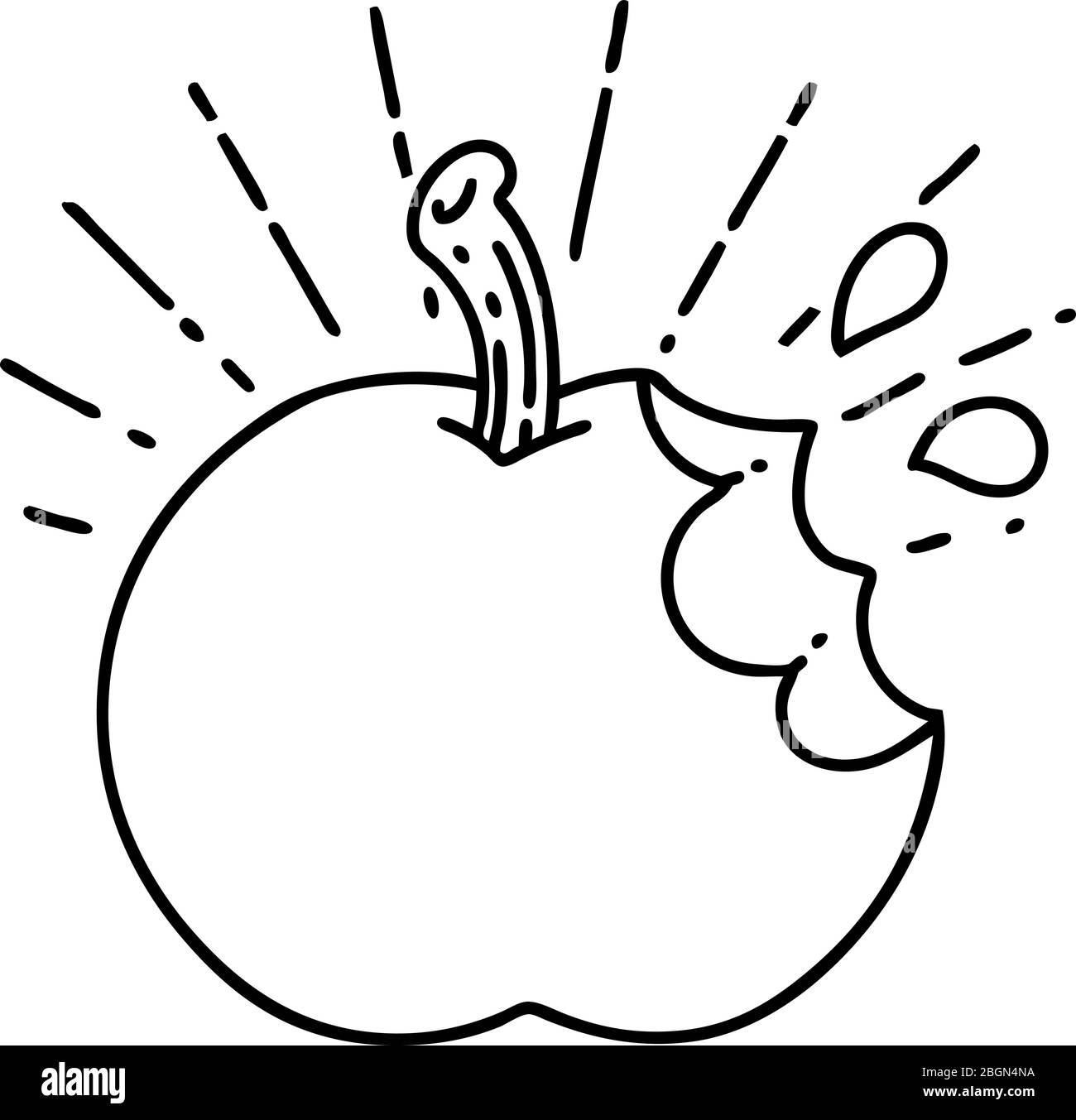 illustration d'une pomme morte de style tatouage classique de ligne noire Illustration de Vecteur