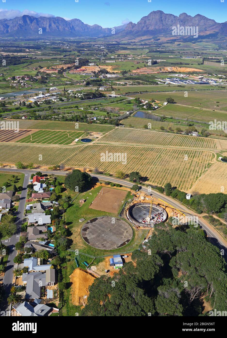 Photo aérienne de la construction du réservoir de stockage Banque D'Images